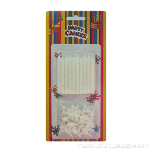 White Spiral Birthday Candles with Holders, Made of Paraffin Wax, Smokeless and DriplessNew